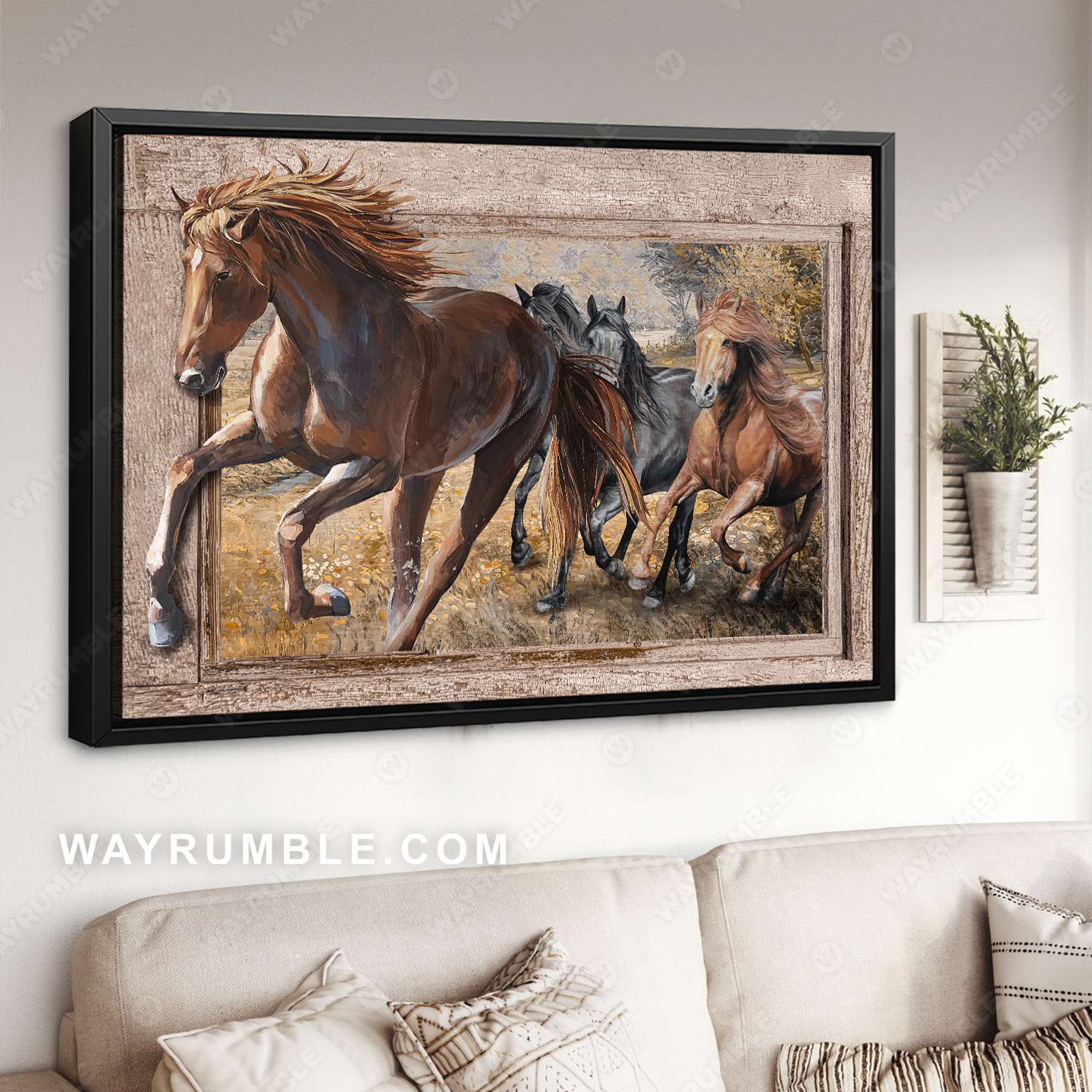 American Quarter Horse, Running horse, Meadow land - Jesus Landscape Canvas Prints, Christian Wall Art