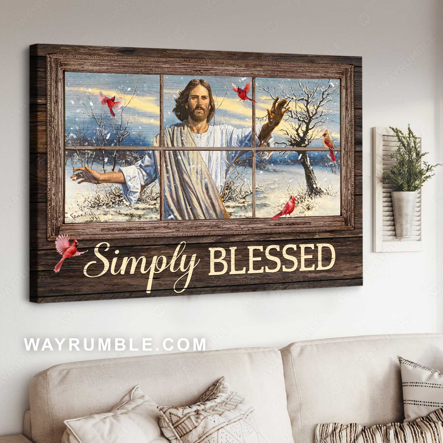 Winter forest, The passion of Jesus, Red cardinal, Simply blessed - Jesus Landscape Canvas Prints, Home Decor Wall Art