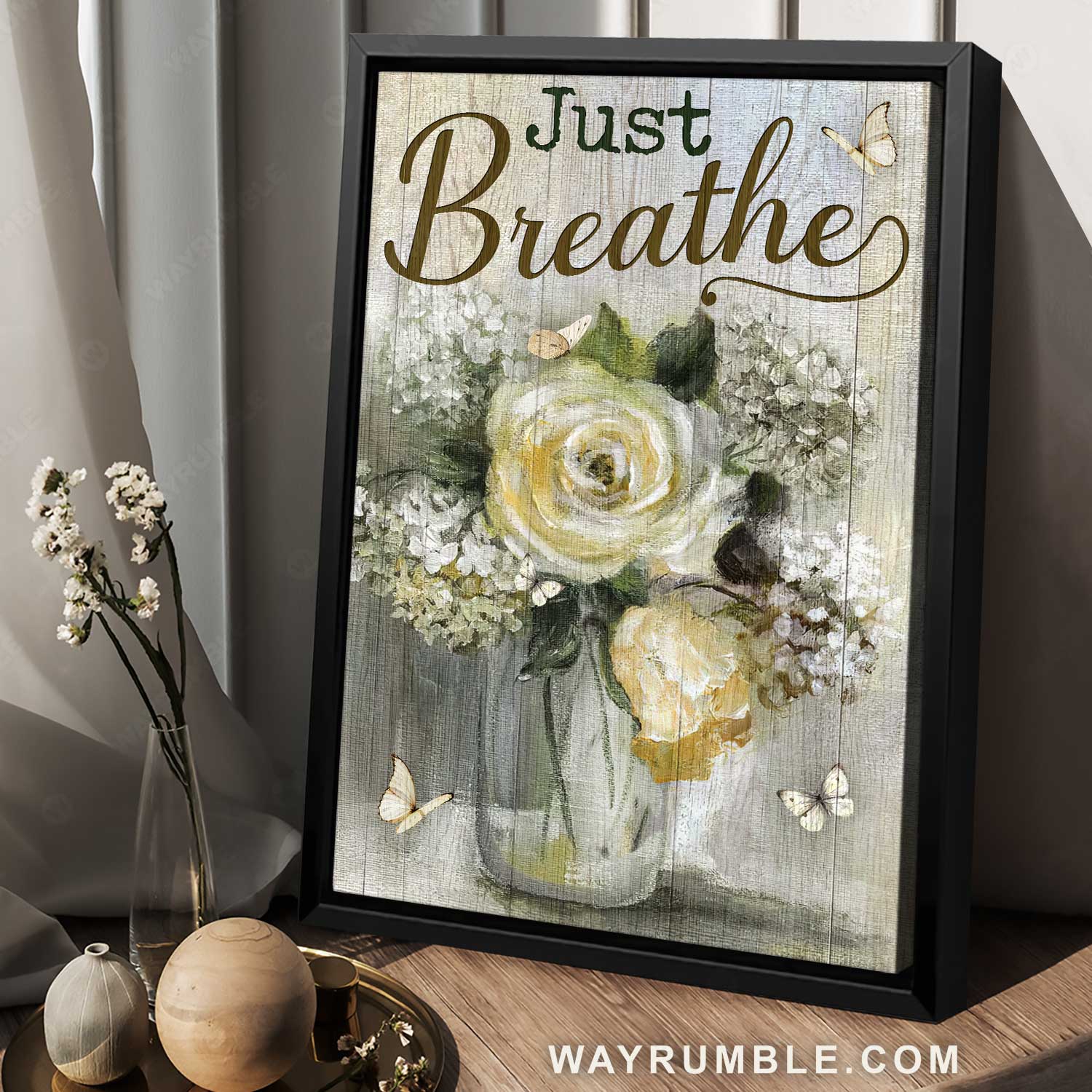 Lovely gift, Watercolor painting, Pretty flower vase, Just breathe - Jesus Portrait Canvas Prints, Home Decor Wall Art
