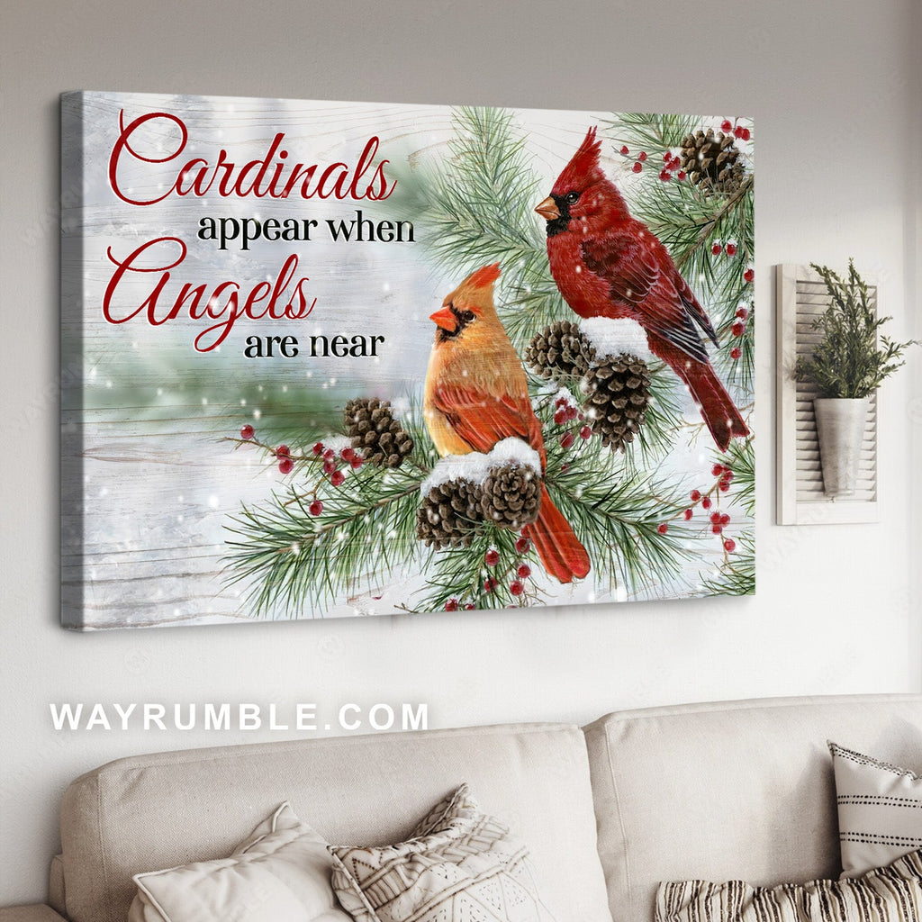 Pinecone forest, Stunning cardinal, Cardinals appear when angels are near - Jesus Landscape Canvas Prints, Home Decor Wall Art