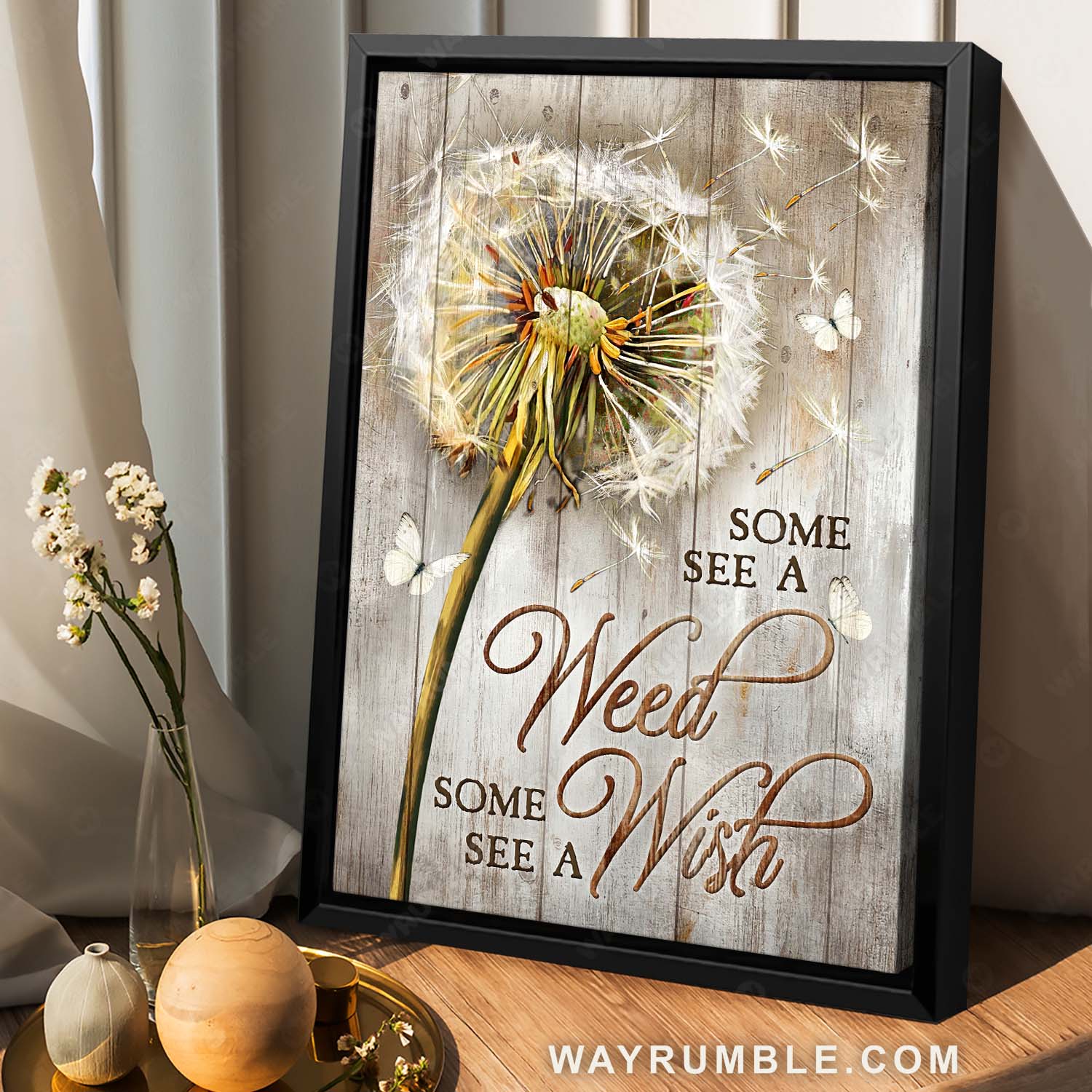 Pretty dandelion artwork, White butterfly, Some see a weed, Some see a wish - Jesus Portrait Canvas Prints, Home Decor Wall Art