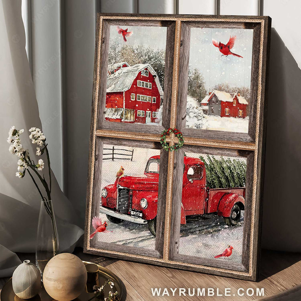 Happy Christmas, Beautiful ladybug car, Pretty countryside painting - Jesus Portrait Canvas Prints, Home Decor Wall Art
