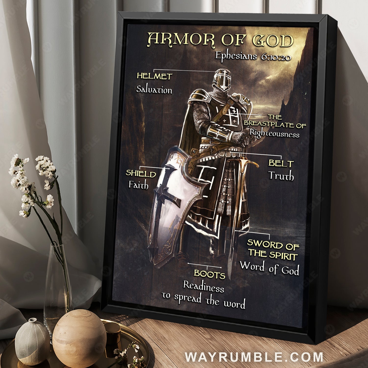 Armor of God, The Knight of God, Warrior painting, Under the command of God - Jesus Portrait Canvas Prints, Christian Wall Art