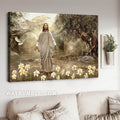 Jesus painting, Dove of peace, Meadow landscape, A new day has come - Jesus Landscape Canvas Prints, Christian Wall Art