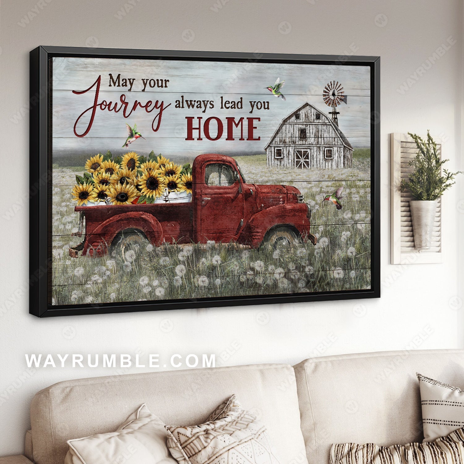Dandelion field, Watercolor ladybug, May your journey always lead you home - Jesus Landscape Canvas Prints, Home Decor Wall Art