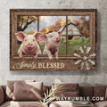 Happy pig, Old windmill, Autumn forest, Vintage house, Simply blessed - Jesus Landscape Canvas Prints, Christian Wall Art