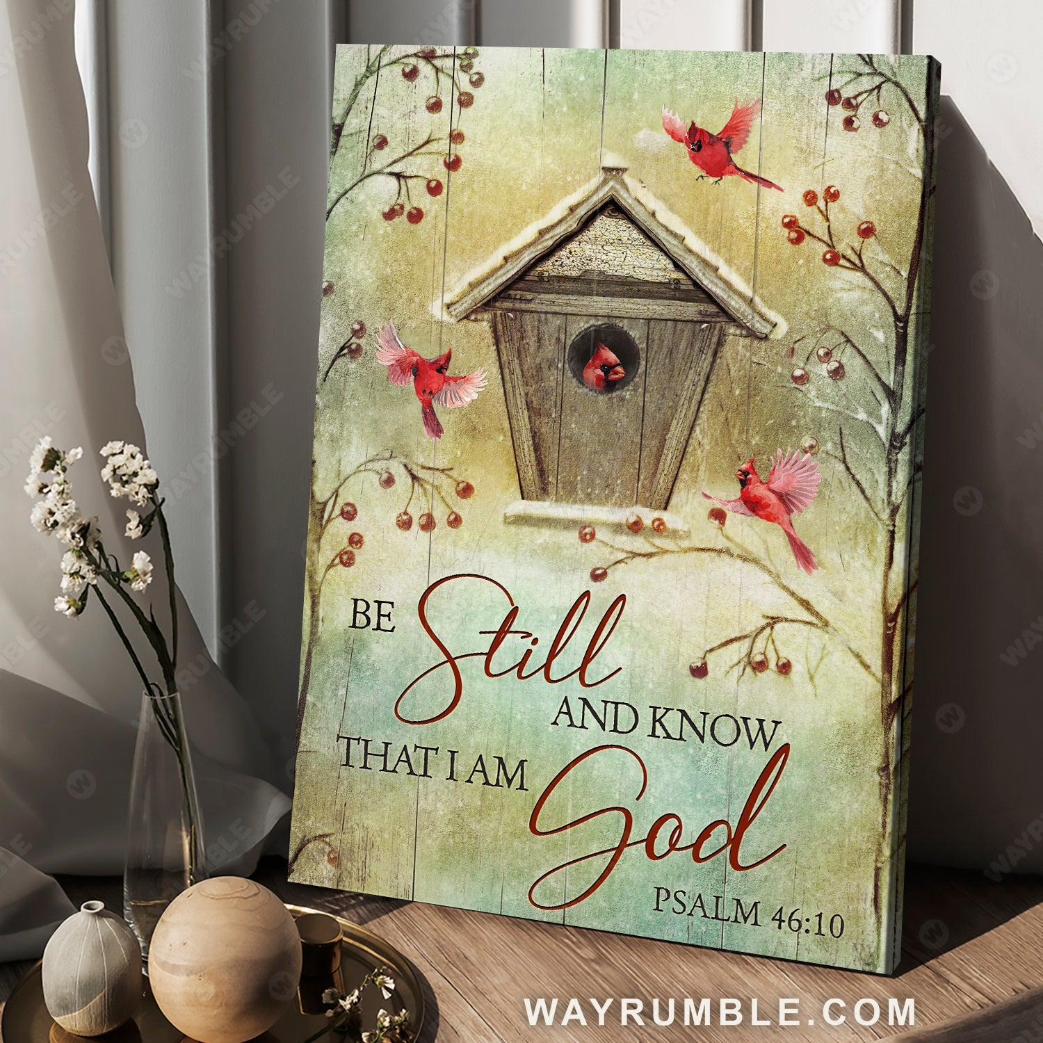 Beautiful birdhouse, Red cardinal drawing, Be still and know that I am God - Jesus Portrait Canvas Prints, Christian Wall Art