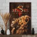Brown lion, Stunning lion painting, Jesus is my savior - Jesus Portrait Canvas Prints, Home Decor Wall Art