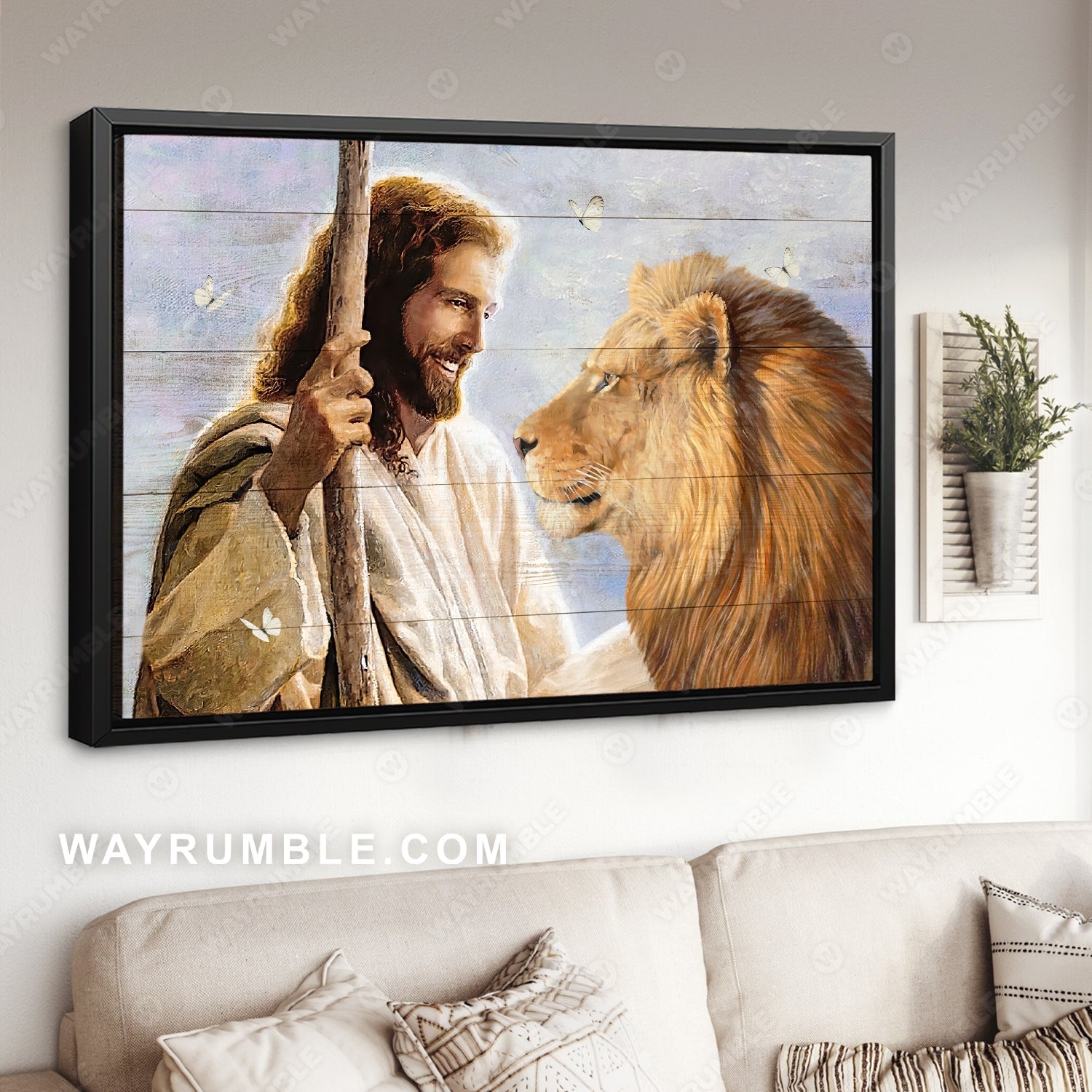 Happy Jesus, Stunning lion of Judah, Amazing Jesus artwork - Jesus Landscape Canvas Prints, Home Decor Wall Art