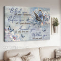 Blue butterfly, White flower painting, Vintage flower, Within you All you need - Jesus Landscape Canvas Prints, Christian Wall Art