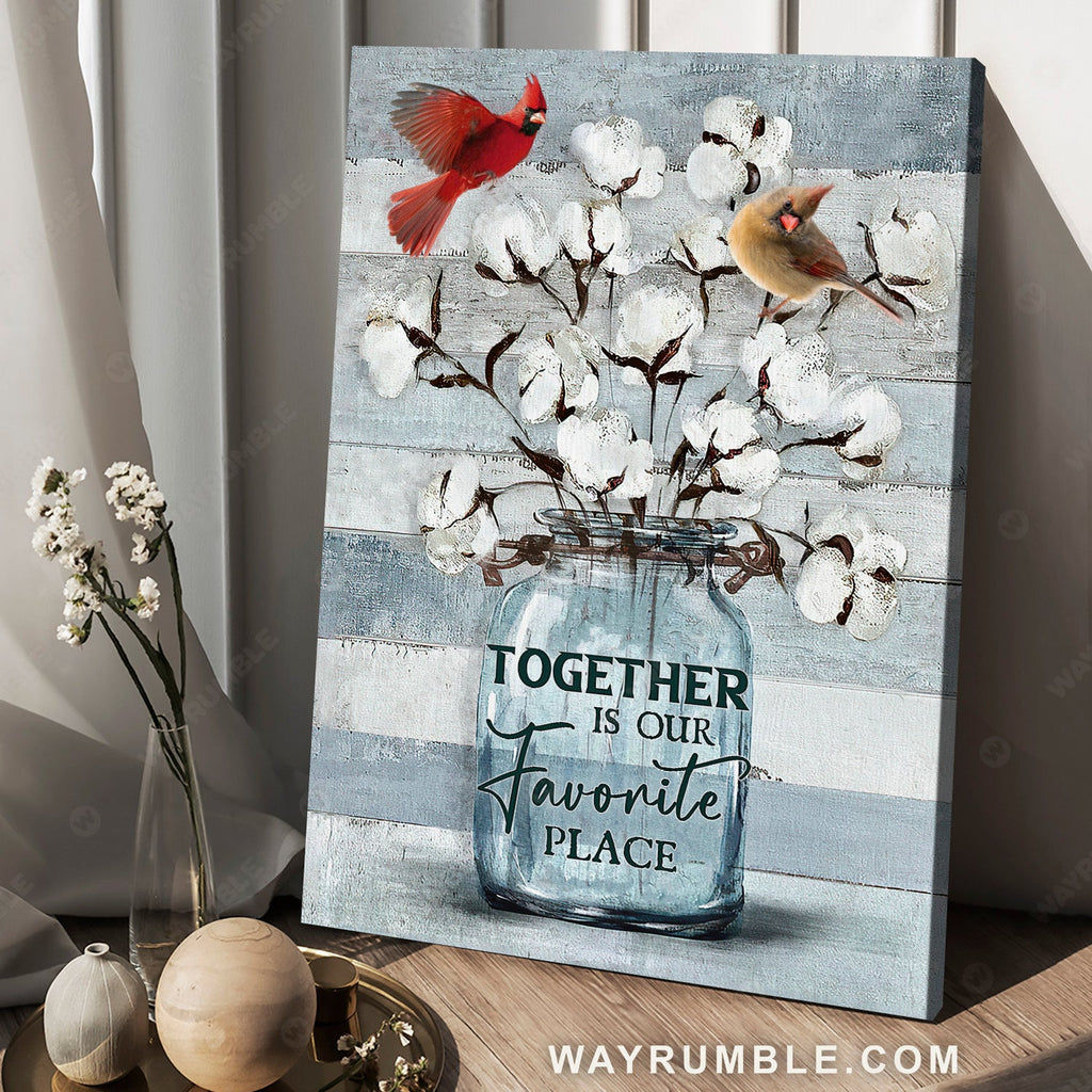 Stunning cotton flower, Pretty cardinal, Together is our favorite place - Jesus Portrait Canvas Prints, Home Decor Wall Art