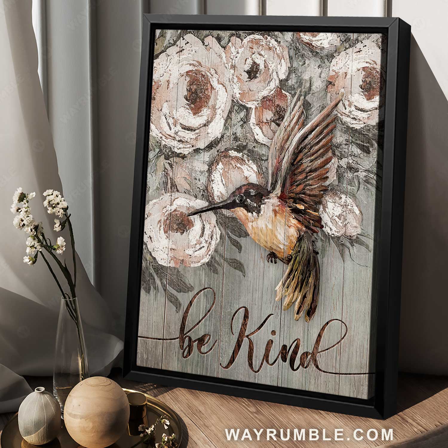 Stunning hummingbird, Watercolor rose, Home Decoration, Be kind - Jesus Portrait Canvas Prints, Home Decor Wall Art