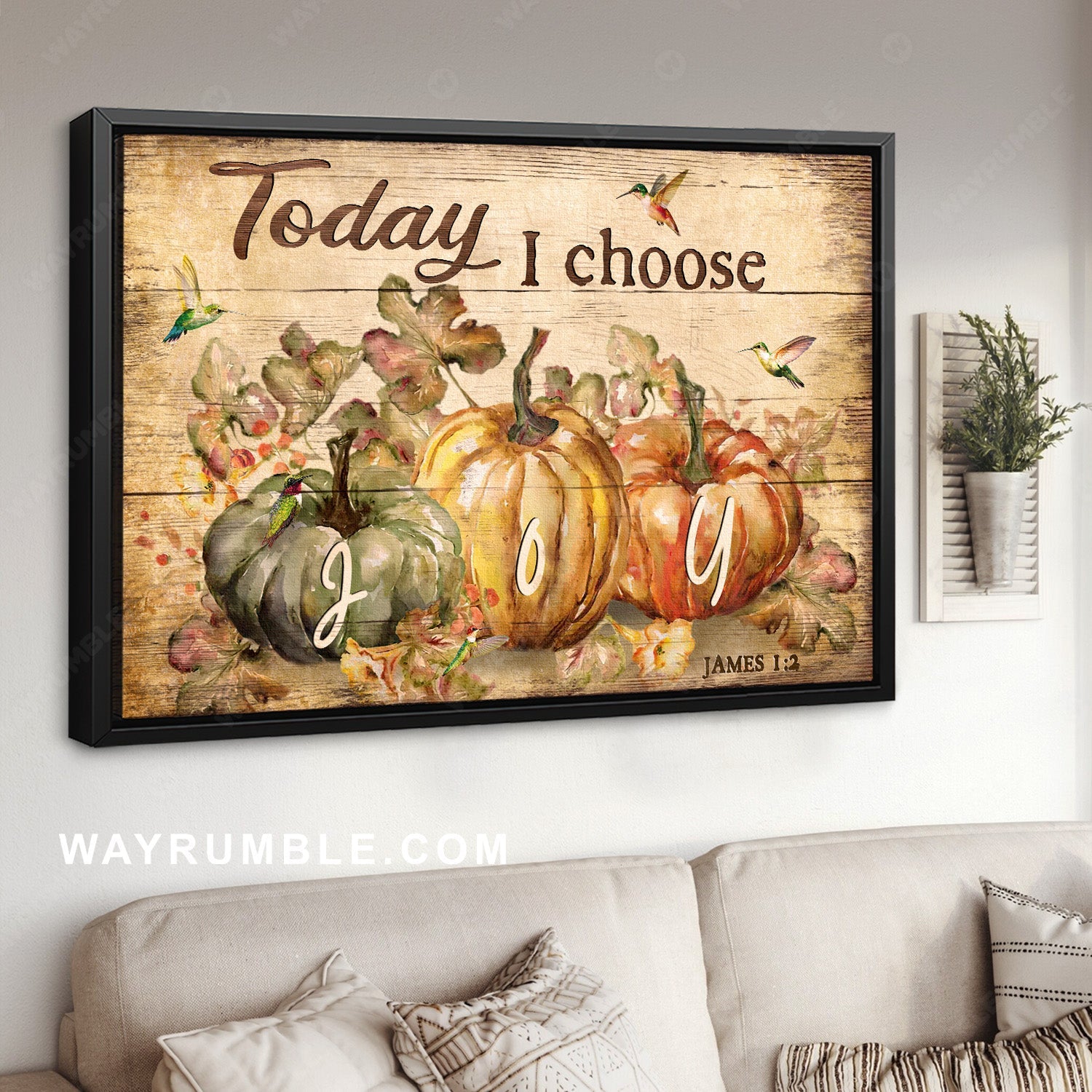 Pumpkin drawing, Colorful hummingbird, Halloween vibe, Today I choose joy - Jesus Landscape Canvas Prints, Home Decor Wall Art