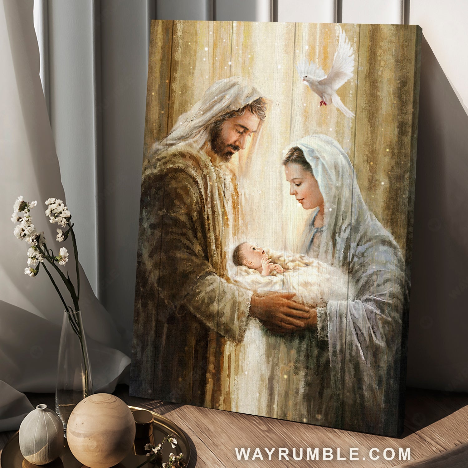 Jesus was born, Stunning day, The life of Jesus, White dove - Jesus Portrait Canvas Prints, Home Decor Wall Art