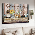 Flower painting, Glass bottle, Vintage picture, God says you are - Jesus Landscape Canvas Prints, Christian Wall Art