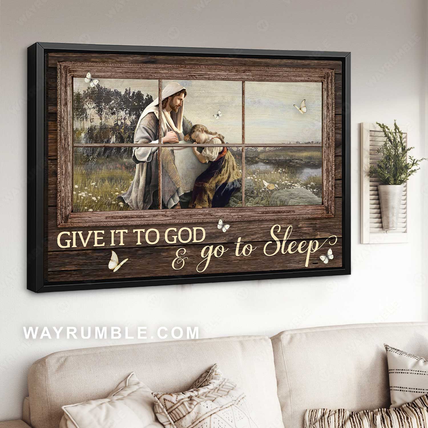 Beautiful forest, Pray for healing, Little girl, Give it to God and go to sleep - Jesus Landscape Canvas Prints, Home Decor Wall Art