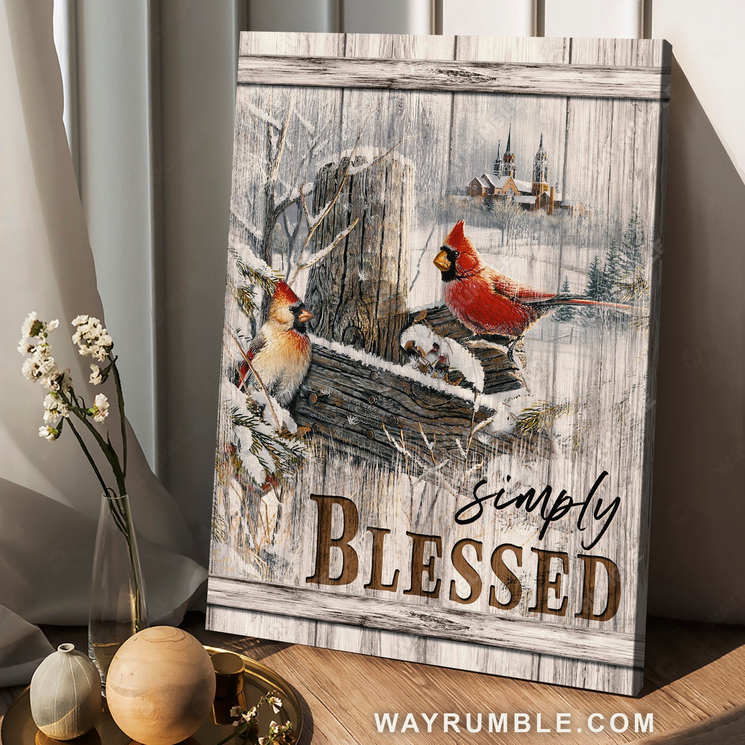 Winter drawing, Beautiful cardinal, Vintage church, Simply blessed - Jesus Portrait Canvas Prints, Home Decor Wall Art