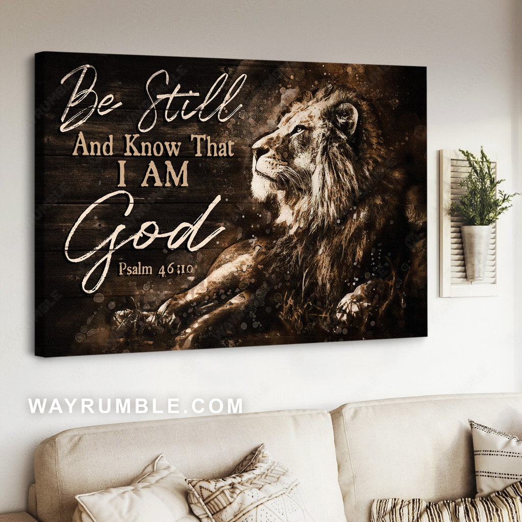 Amazing artwork, Stunning lion, Dark night, Be still and know that I am God - Jesus Landscape Canvas Prints, Home Decor Wall Art