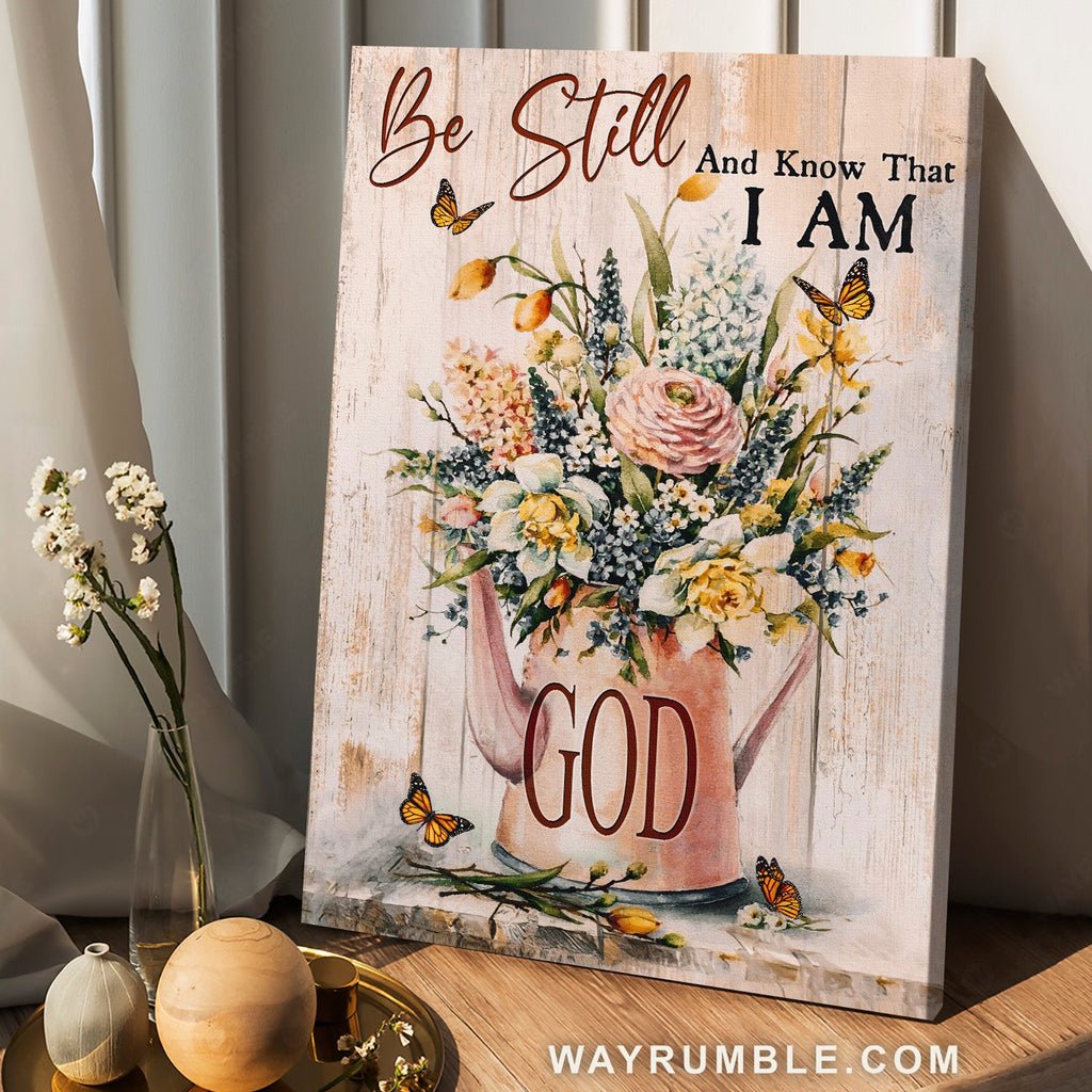 Wedding flower, Light pink background, Be still and know that I am God - Jesus Portrait Canvas Prints, Home Decor Wall Art