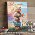 Rock painting, Colorful sky, Red cardinal, Today I choose joy - Jesus Portrait Canvas Prints, Christian Wall Art