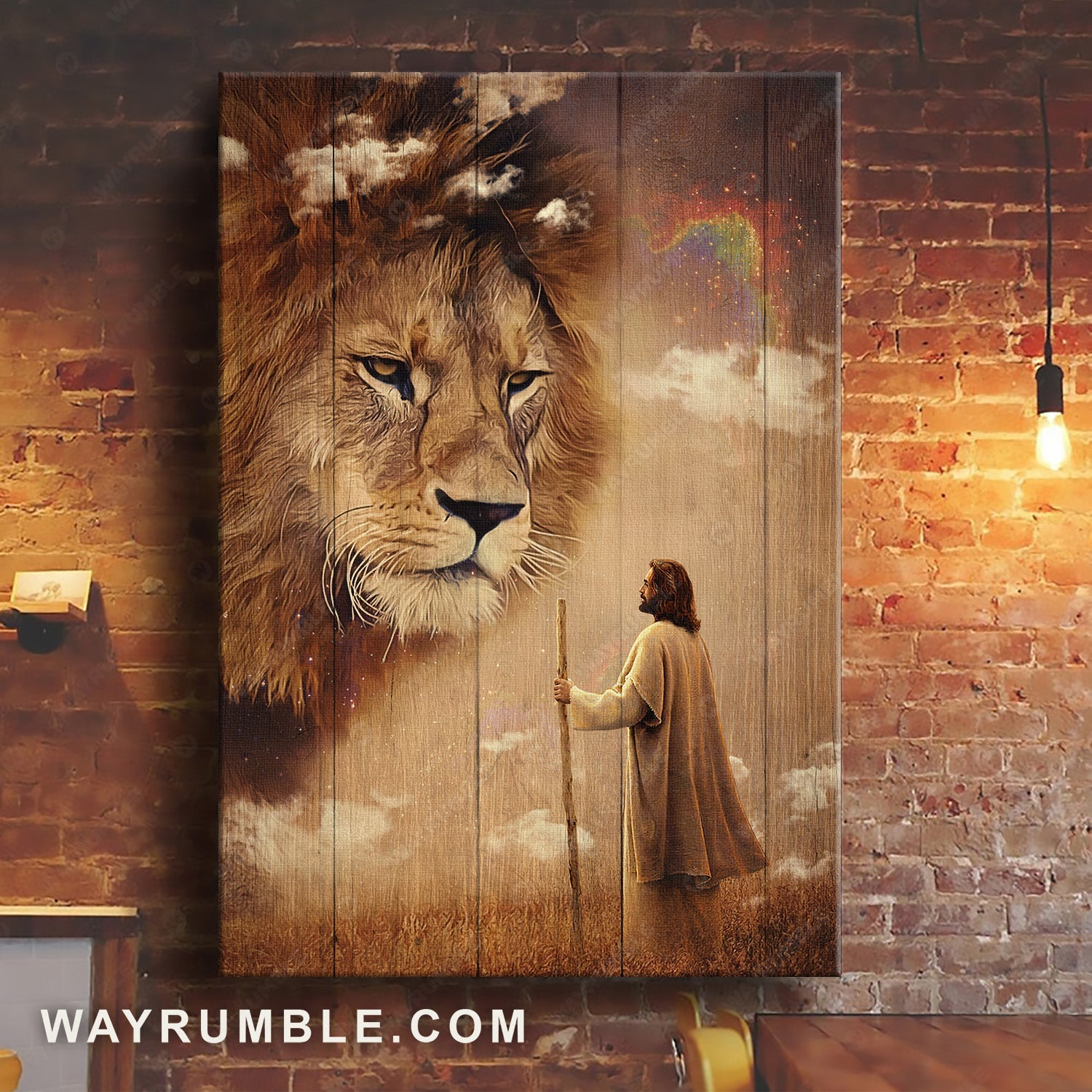 Beautiful lion painting, The life of Jesus, Magic sky, Walking with Jesus - Jesus Portrait Canvas Prints, Home Decor Wall Art