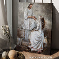 Jesus with girl, Walking with Jesus, Pray for healing, Jesus painting - Jesus Portrait Canvas Prints, Christian Wall Art