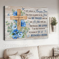 Stunning blue flower, Butterfly, Wooden cross, I still believe in amazing grace - Jesus Landscape Canvas Prints, Home Decor Wall Art