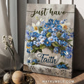 Gift for flower lover, Blue flower, Pretty butterfly, Just have faith - Jesus Portrait Canvas Prints, Home Decor Wall Art
