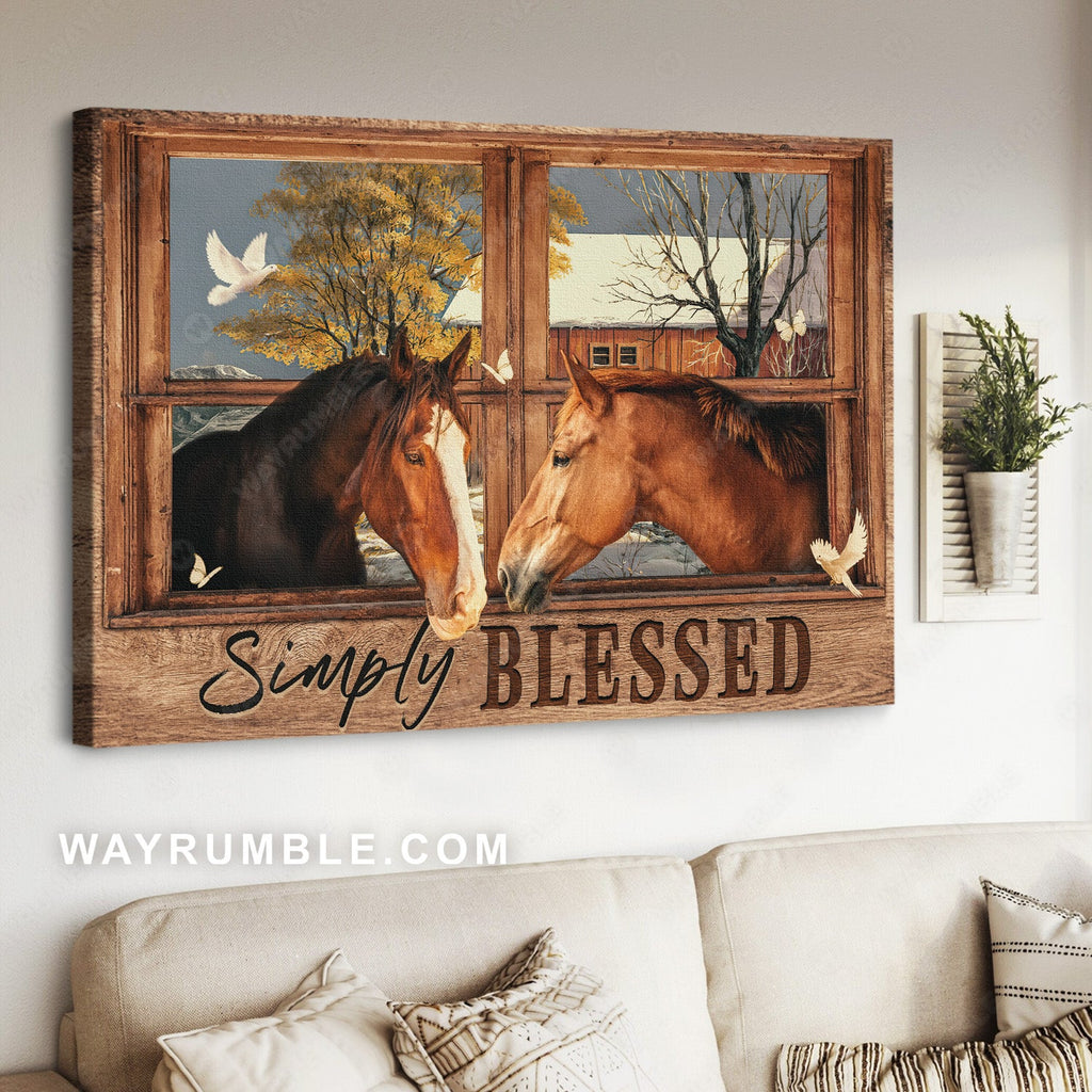 Cozy day, Lovely horse painting, Winter forest, Simply blessed - Jesus Landscape Canvas Prints, Home Decor Wall Art