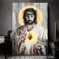 Jesus painting, Sacred heart of Jesus, Halo light - Jesus Portrait Canvas Prints, Christian Wall Art