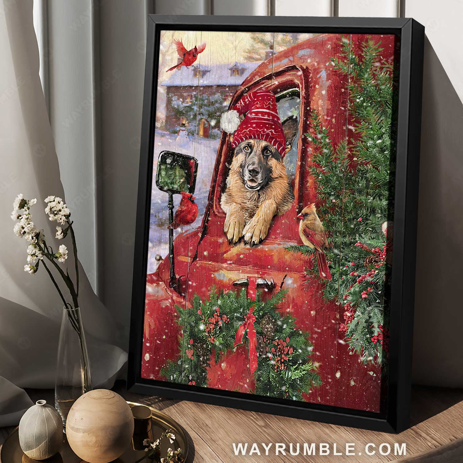 Pretty ladybug car, Cute German Shepherd, Christmas painting, Cardinal - Jesus Portrait Canvas Prints, Home Decor Wall Art