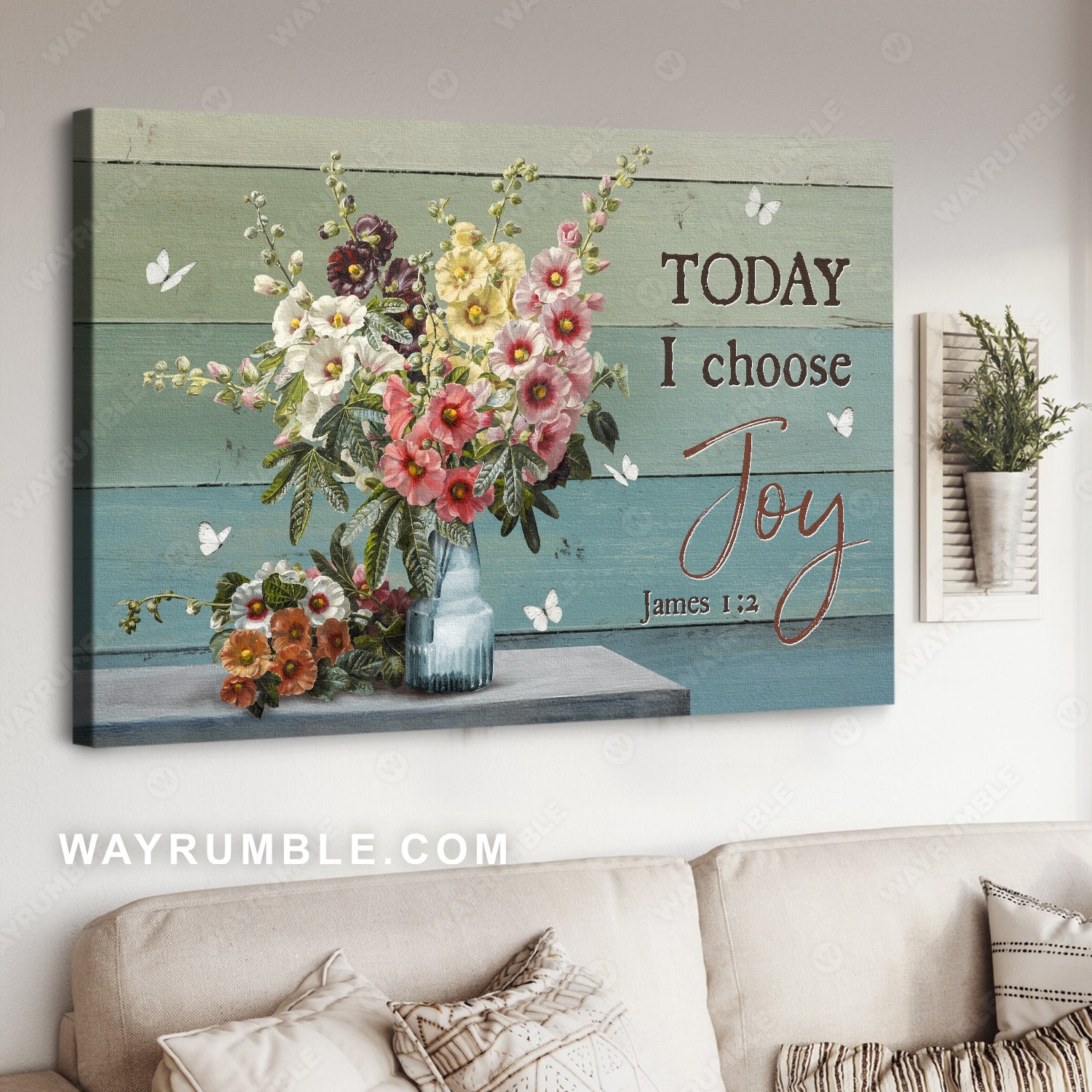 Stunning flower vase, Living room Decor, Today I choose joy - Jesus Landscape Canvas Prints, Home Decor Wall Art