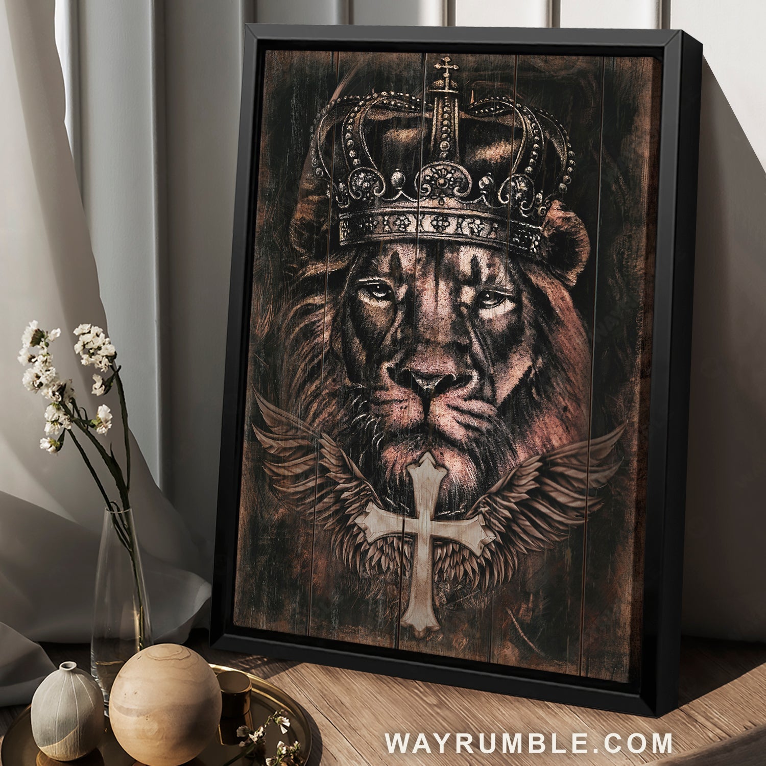 King crown, Stunning lion, Amazing angel wings, Lion of Judah - Jesus Portrait Canvas Prints, Home Decor Wall Art