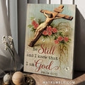 Jesus on the cross, Pink flower frame, Be still and know that I am God - Jesus Portrait Canvas Prints, Home Decor Wall Art