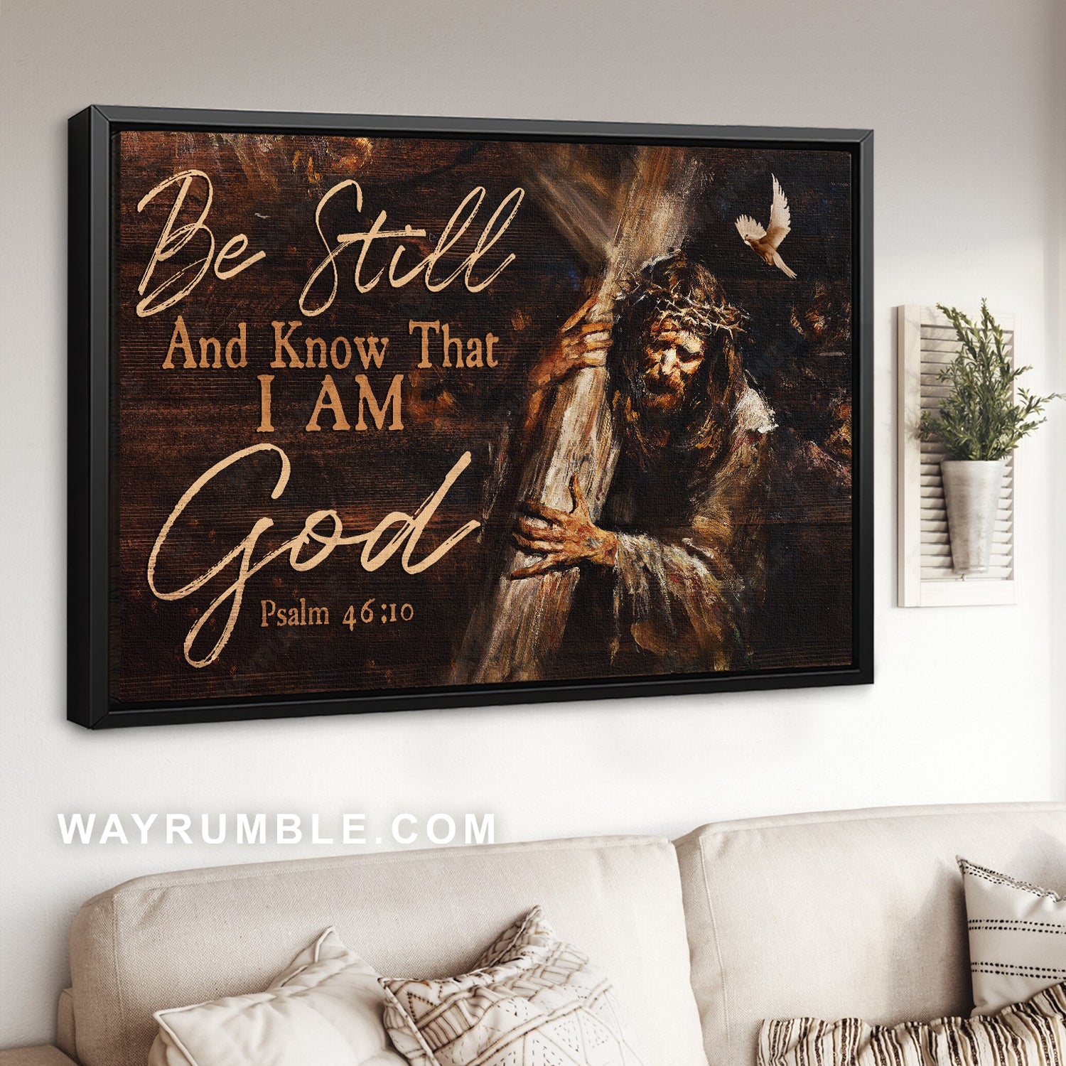 Watercolor drawing, Carrying of the cross, Be still and know that I am God - Jesus Landscape Canvas Prints, Home Decor Wall Art