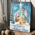 Blue night, Beautiful Maria, Jesus was born, Come let us adore him - Jesus Portrait Canvas Prints, Home Decor Wall Art