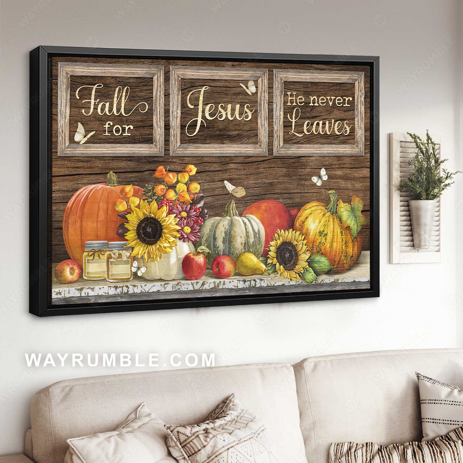 Colorful drawing, Halloween kitchen, Fall for Jesus, He never leaves - Jesus Landscape Canvas Prints, Home Decor Wall Art