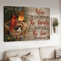 Cardinal couple, Bird nest, In the forest, Bless the food before us - Jesus Landscape Canvas Prints, Christian Wall Art