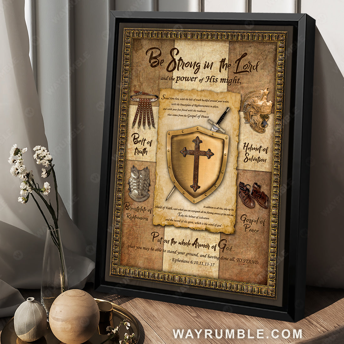 Armor of God, Shield of Faith, Be strong in the Lord and the power of His might - Jesus Portrait Canvas Prints, Christian Wall Art