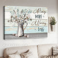 Cotton flower, Vintage painting, Still life, Pray more worry less - Jesus Landscape Canvas Prints, Christian Wall Art