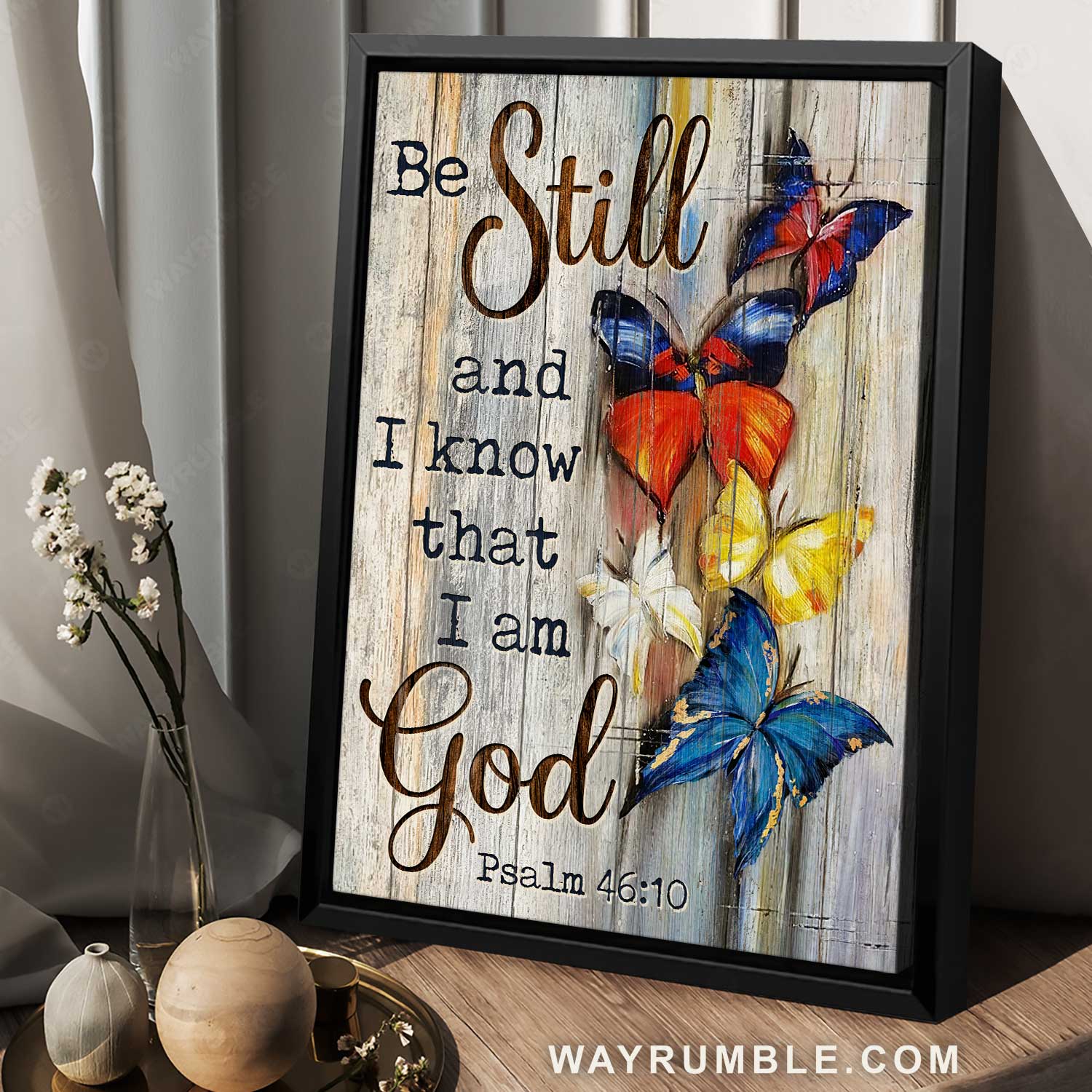 Amazing painting, Colorful butterfly, Be still and know that I am God - Jesus Portrait Canvas Prints, Home Decor Wall Art
