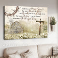 White flower field, Cross symbol, Vintage house, I still believe in amazing grace - Jesus Landscape Canvas Prints, Christian Wall Art