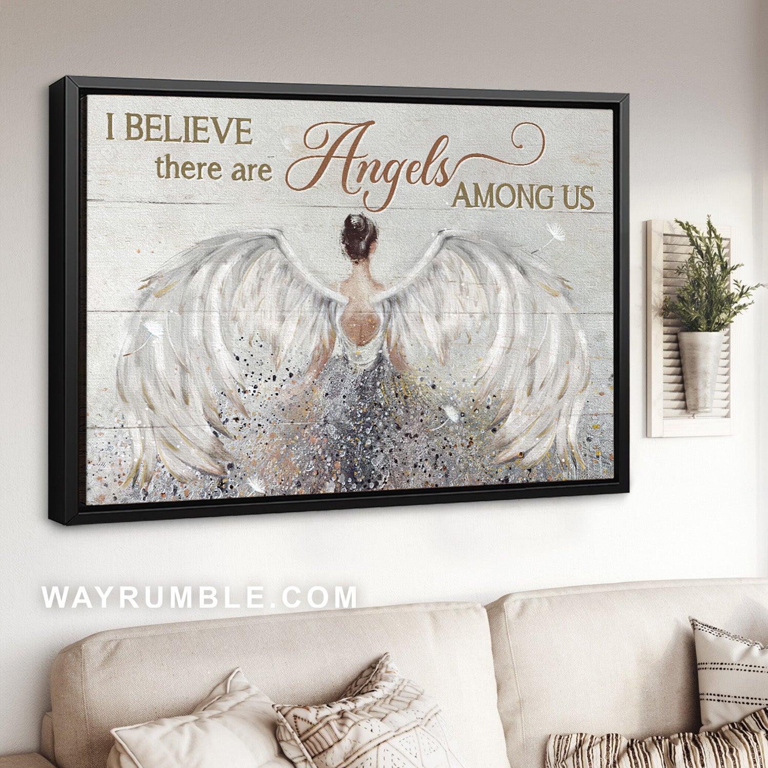 Beautiful girl painting, Angel wings, I believe there are angels among us - Jesus Landscape Canvas Prints, Christian Wall Art