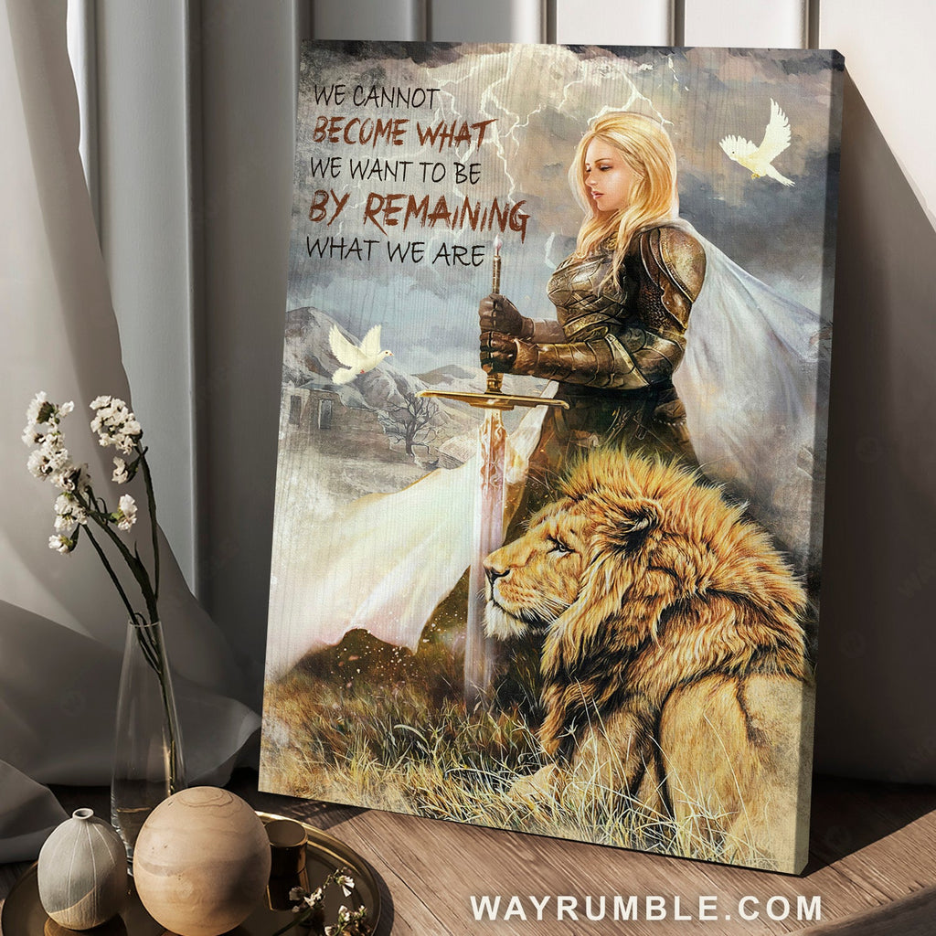 Woman warrior, Lion of Judah, Beautiful sword, Become what we want to be - Jesus Portrait Canvas Prints, Christian Wall Art