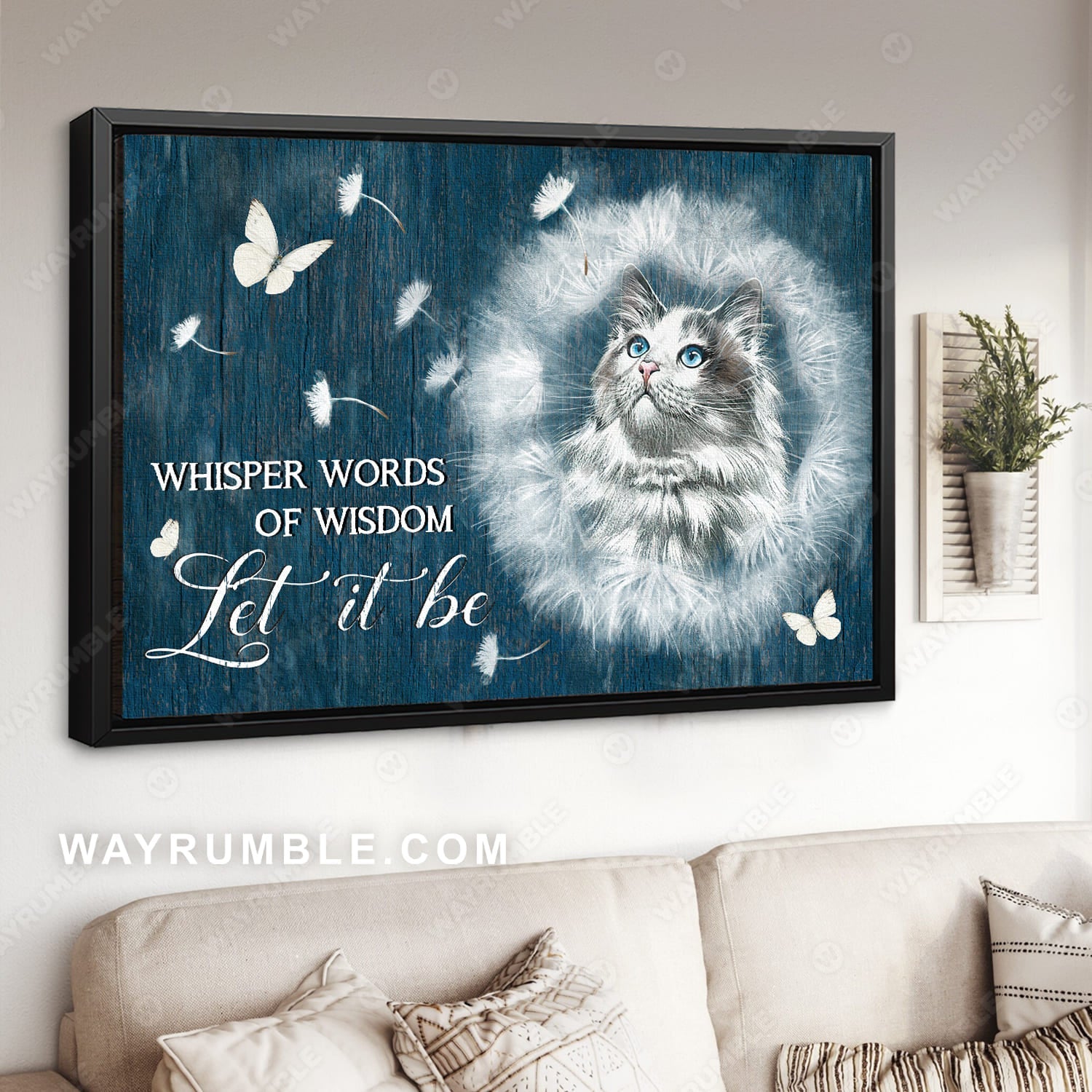 Beautiful cat, Dandelion drawing, White butterfly, Let it be - Jesus Landscape Canvas Prints, Christian Wall Art