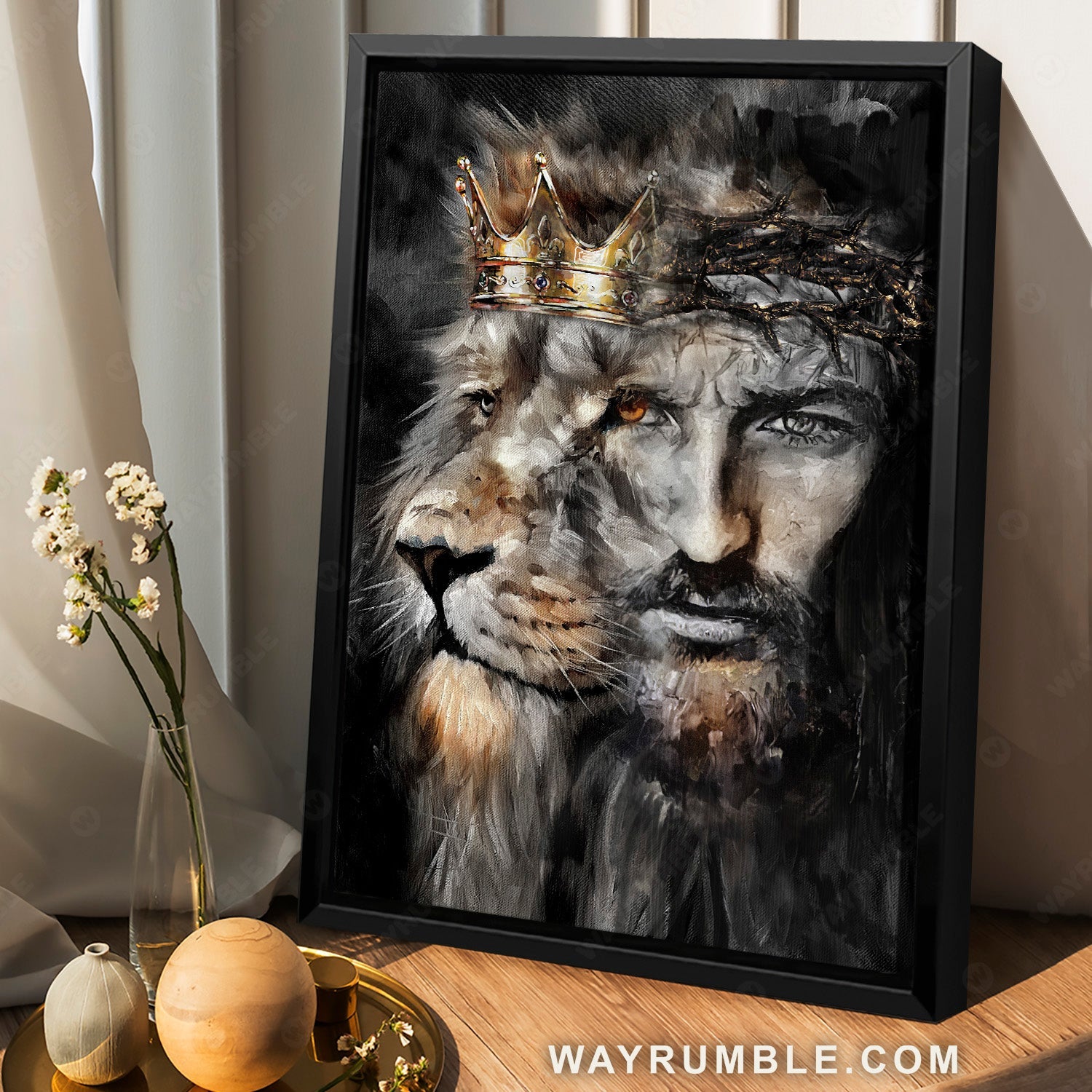 Amazing Lion of Judah, Jesus painting, Unique crown - Jesus Portrait Canvas Prints, Christian Wall Art