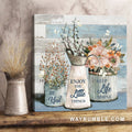 Brilliant flower painting, White butterfly, Enjoy the little things - Jesus Square Canvas Prints, Christian Wall Art
