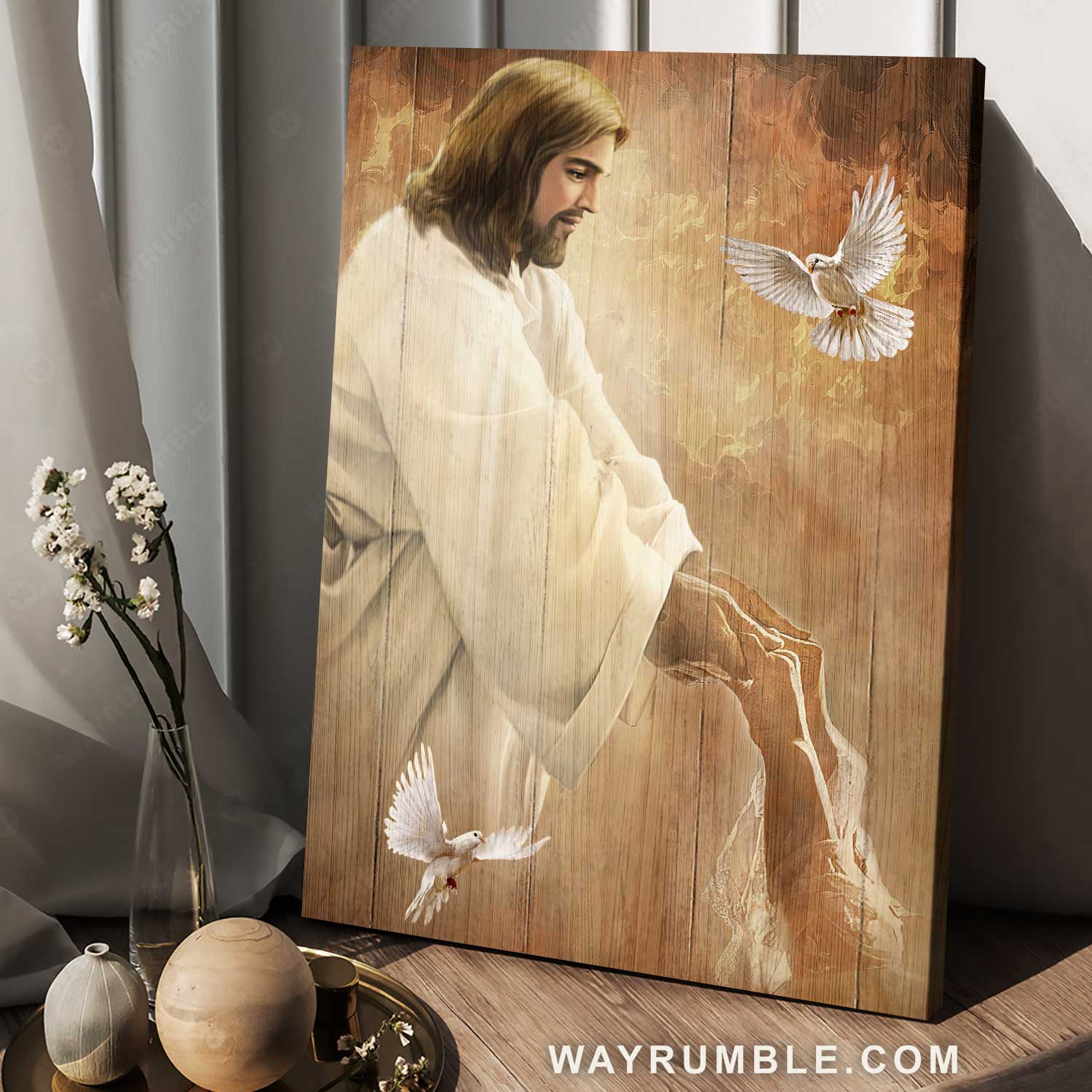 Stunning Jesus, Walking with Jesus, Awesome dove, Save my life - Jesus Portrait Canvas Prints, Home Decor Wall Art