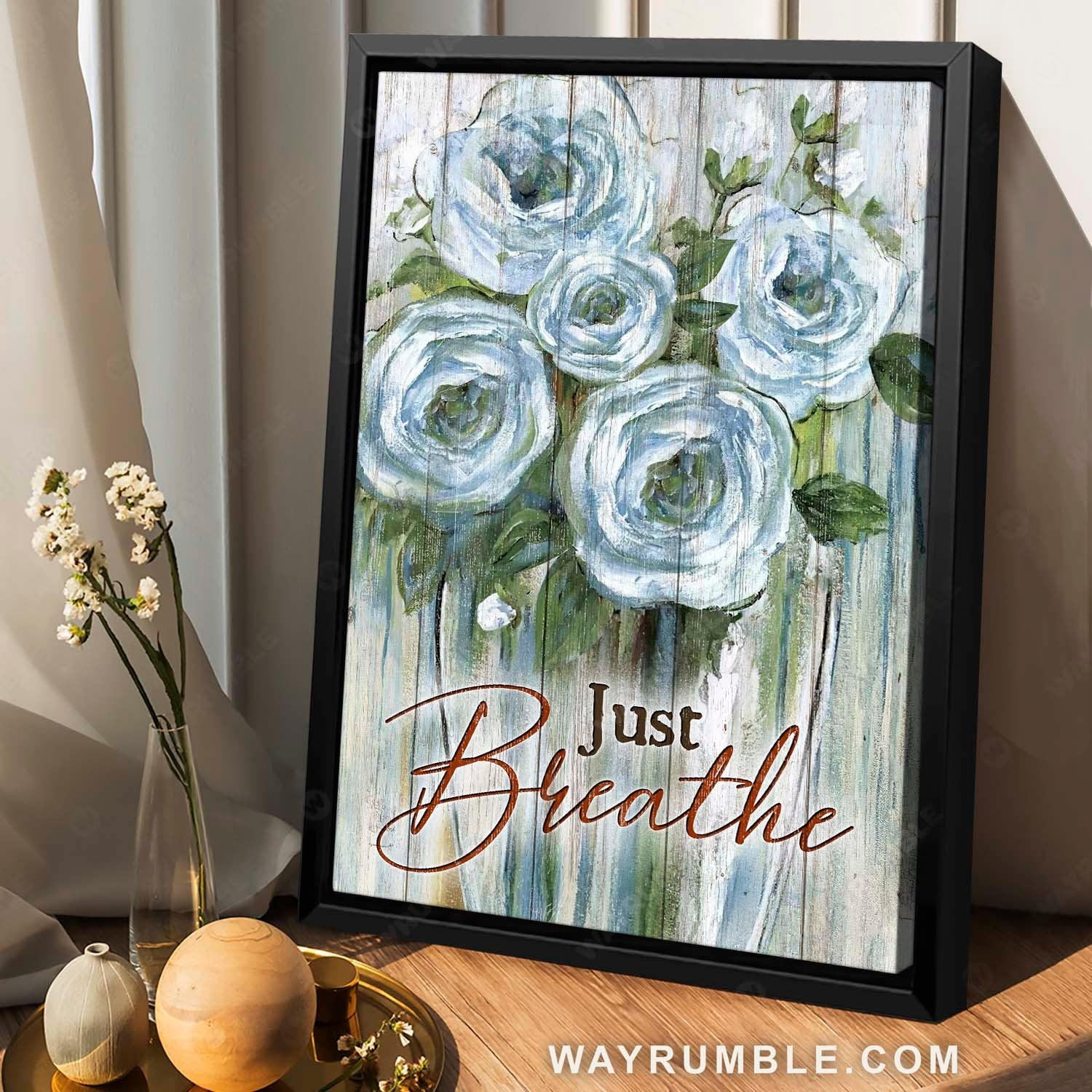 Blue flower, Flower vase, Beautiful drawing, Just breathe - Jesus Portrait Canvas Prints, Home Decor Wall Art