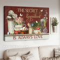 Flower drawing, Vintage kitchen, Cooking utensil, The secret ingredient is always love - Kitchen Landscape Canvas Prints, Wall Art